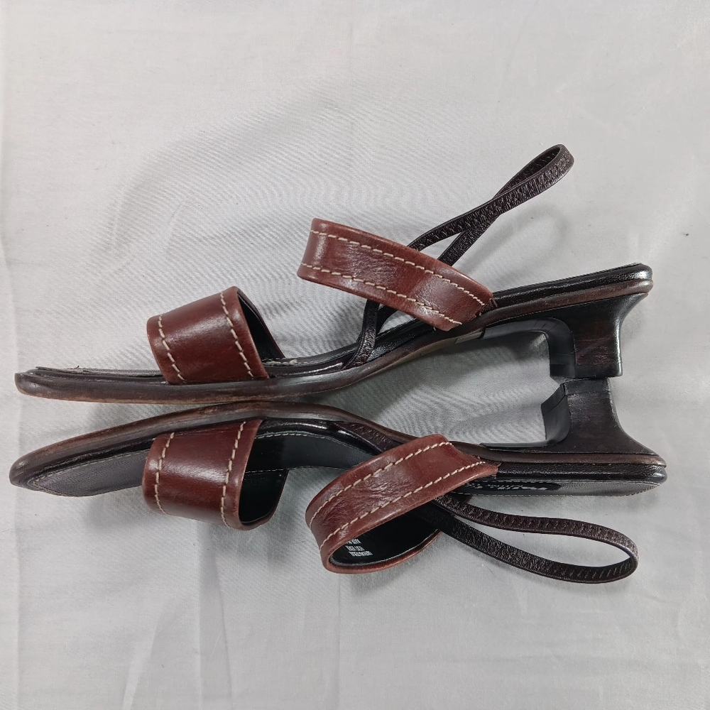 Vintage Paul Green Munchen Sandals Women Size 6 Brown Leather Classic Old Money - Picture 9 of 16
